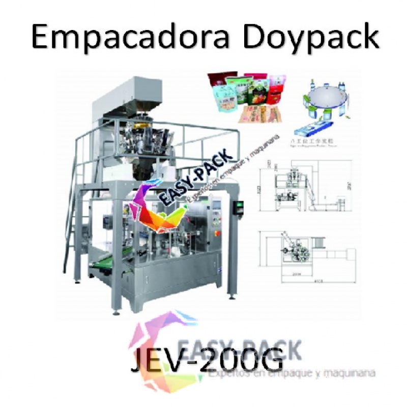Empacadora Doypack JEV-200G con Bascula de 10 Cabezas 