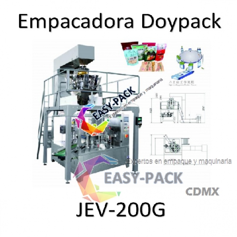 Empacadora Doypack JEV-200G con Bascula de 10 Cabezas 