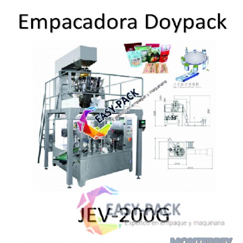 Empacadora Doypack JEV-200G con Bascula de 10 Cabezas 